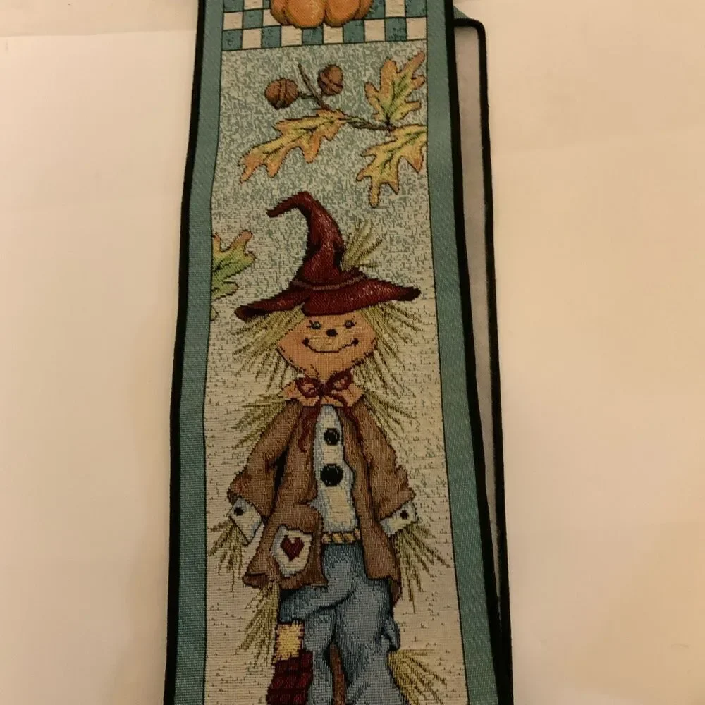 Fall Thanksgiving Halloween Wallhanging | Scarecrow, Pumpkins Tapestry  5.75x41